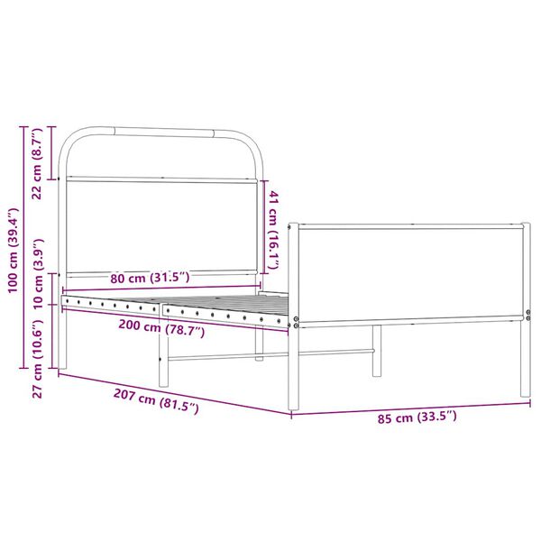 vidaXL Πλαίσιο Κρεβατιού Χωρ. Στρώμα Sonoma Δρυς 80x200εκ Επεξ. Ξύλο