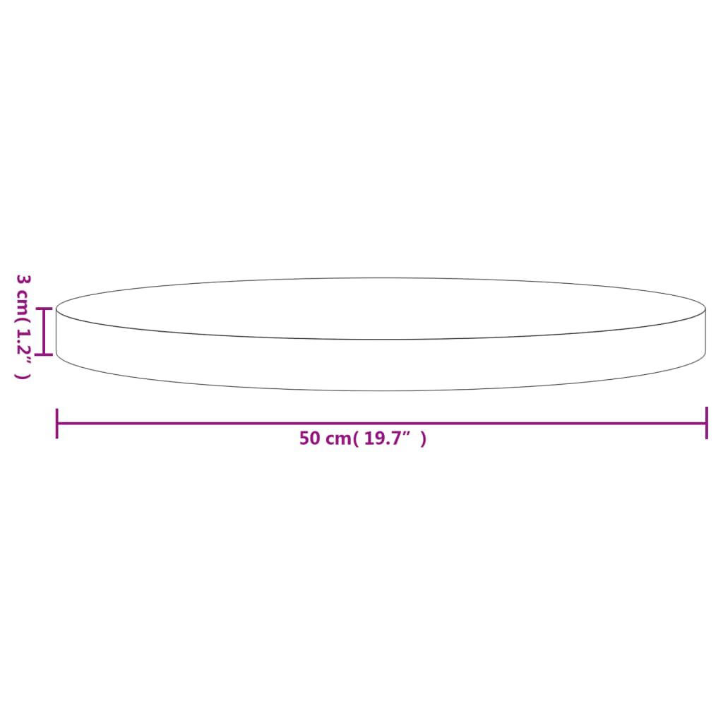 vidaXL Επιφάνεια Τραπεζιού Στρογγυλή Λευκή Ø50x3 εκ. Μασίφ Ξύλο Πεύκου