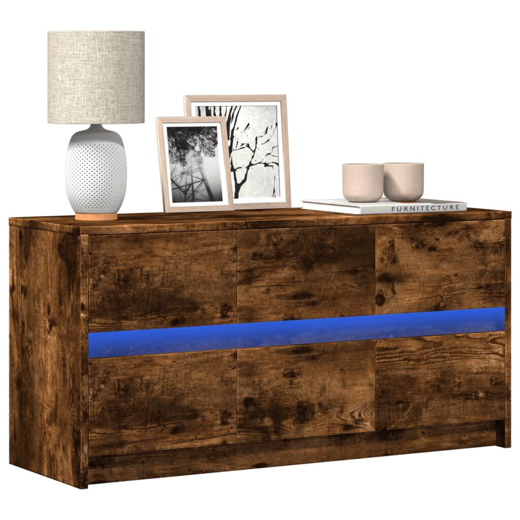 vidaXL Έπιπλο Τηλεόρασης με LED Καπνιστή Δρυς 100x34x50 εκ. Επεξ. Ξύλο