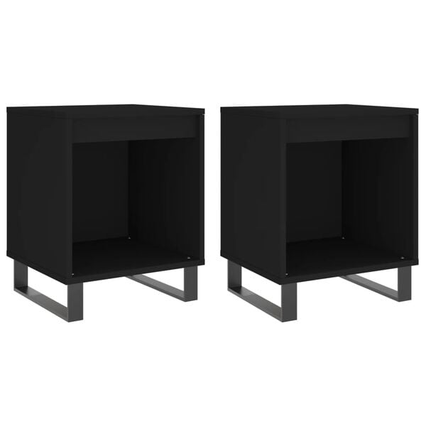 vidaXL Κομοδίνα 2 τεμ. Μαύρα 40 x 35 x 50 εκ. από Επεξεργασμένο Ξύλο