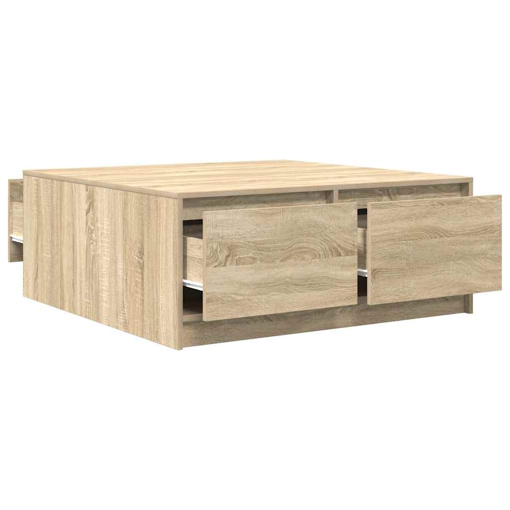 vidaXL Τραπεζάκι σαλονιού με συρτάρια Sonoma Δρυς 100x100x40 εκ.