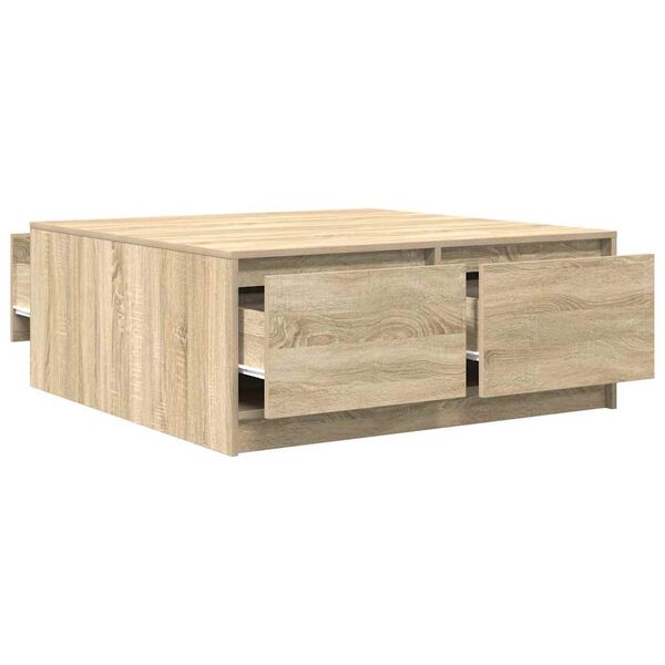 vidaXL Τραπεζάκι σαλονιού με συρτάρια Sonoma Δρυς 100x100x40 εκ.