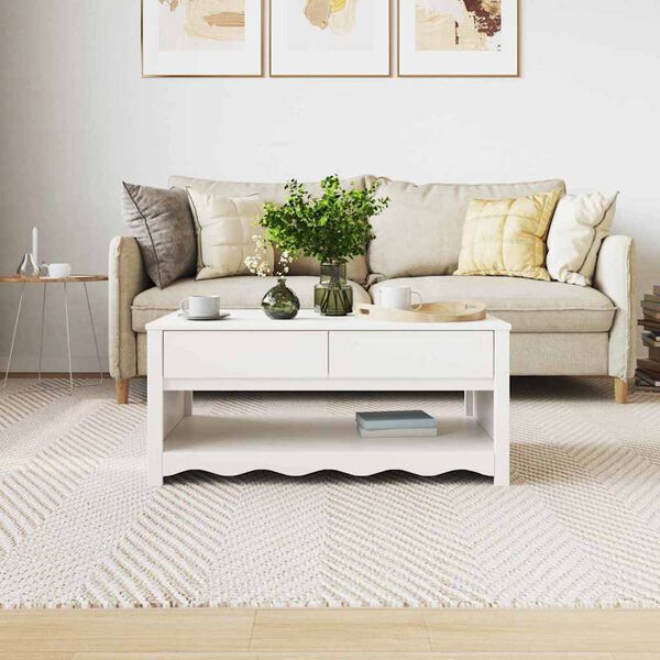 vidaXL Τραπεζάκι σαλονιού με συρτάρι Drammen Λευκό 99 x 55 x 45 εκ.