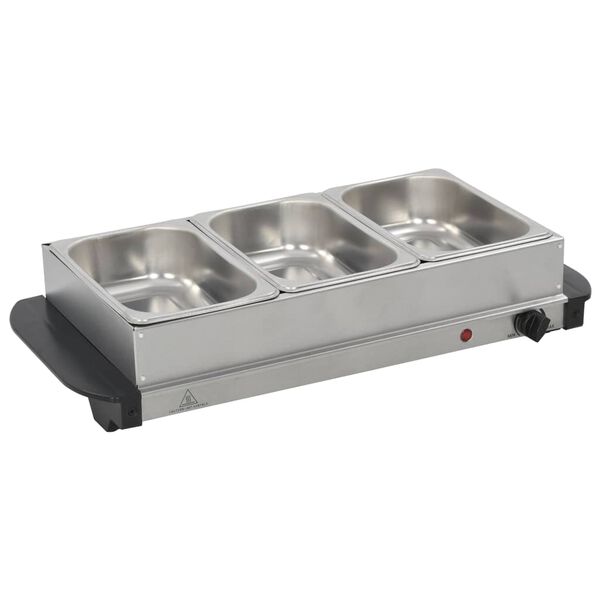 vidaXL Μπουφές Σερβιρίσματος 200 W 3 x 1,5 Λίτρο από Ανοξείδωτο Ατσάλι