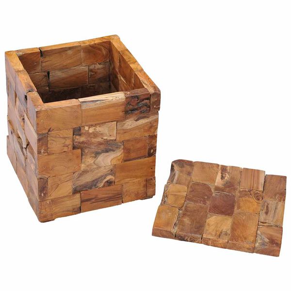 vidaXL Σκαμπό Αποθήκευσης από Μασίφ Ξύλο Teak