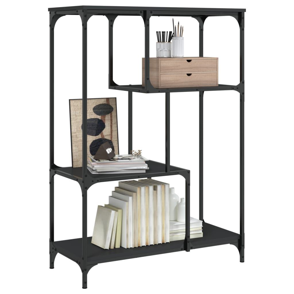 vidaXL Βιβλιοθήκη Μαύρη 81x36x115 εκ. Επεξεργασμένο Ξύλο / Ατσάλι