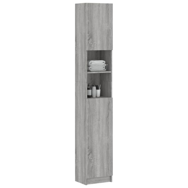 vidaXL Ντουλάπι Μπάνιου Γκρι Sonoma 32x25,5x190 εκ. Επεξεργασμένο Ξύλο