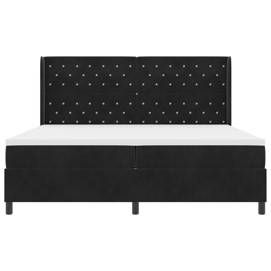 vidaXL Κρεβάτι με ελατήρια με κεφαλάρι Μαύρο 200 x 200 cm Βελούδο