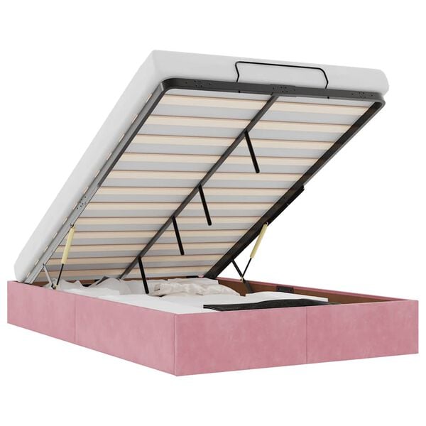 vidaXL Οθωμανικό πλαίσιο κρεβατιού χωρίς στρώμα ροζ 120x190 cm Velvet