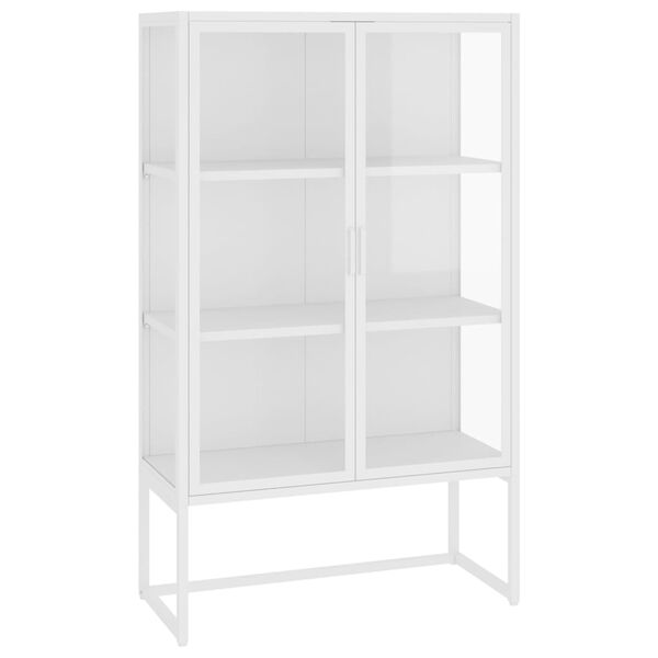 vidaXL Μπουφές Λευκός 80 x 35 x 135 εκ. από Ατσάλι και Ψημένο Γυαλί