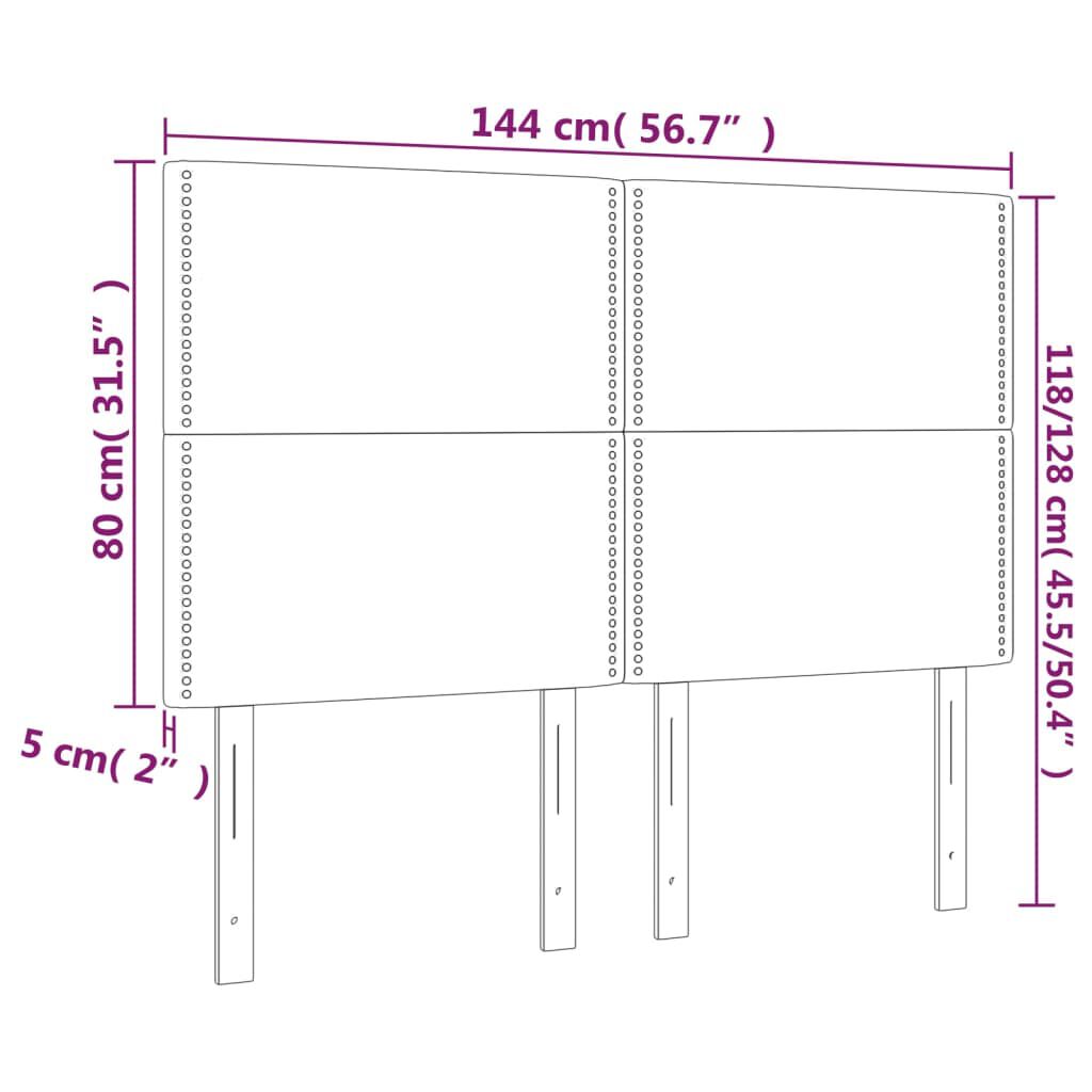 vidaXL Κεφαλάρι Κρεβατιού LED Σκούρο Γκρι 144x5x118/128 εκ. Βελούδινο