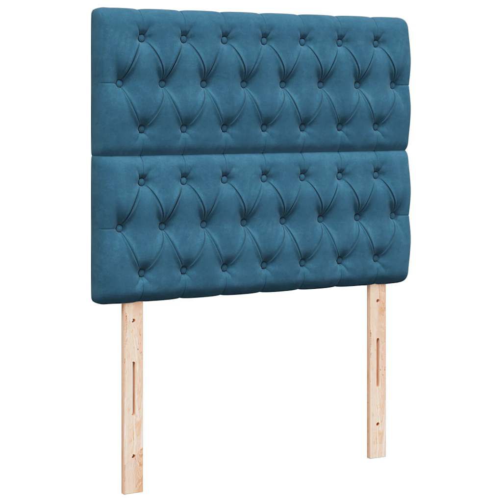vidaXL Κρεβάτι Boxspring με Στρώμα Σκούρο Μπλε 120x200 εκ. Βελούδινο