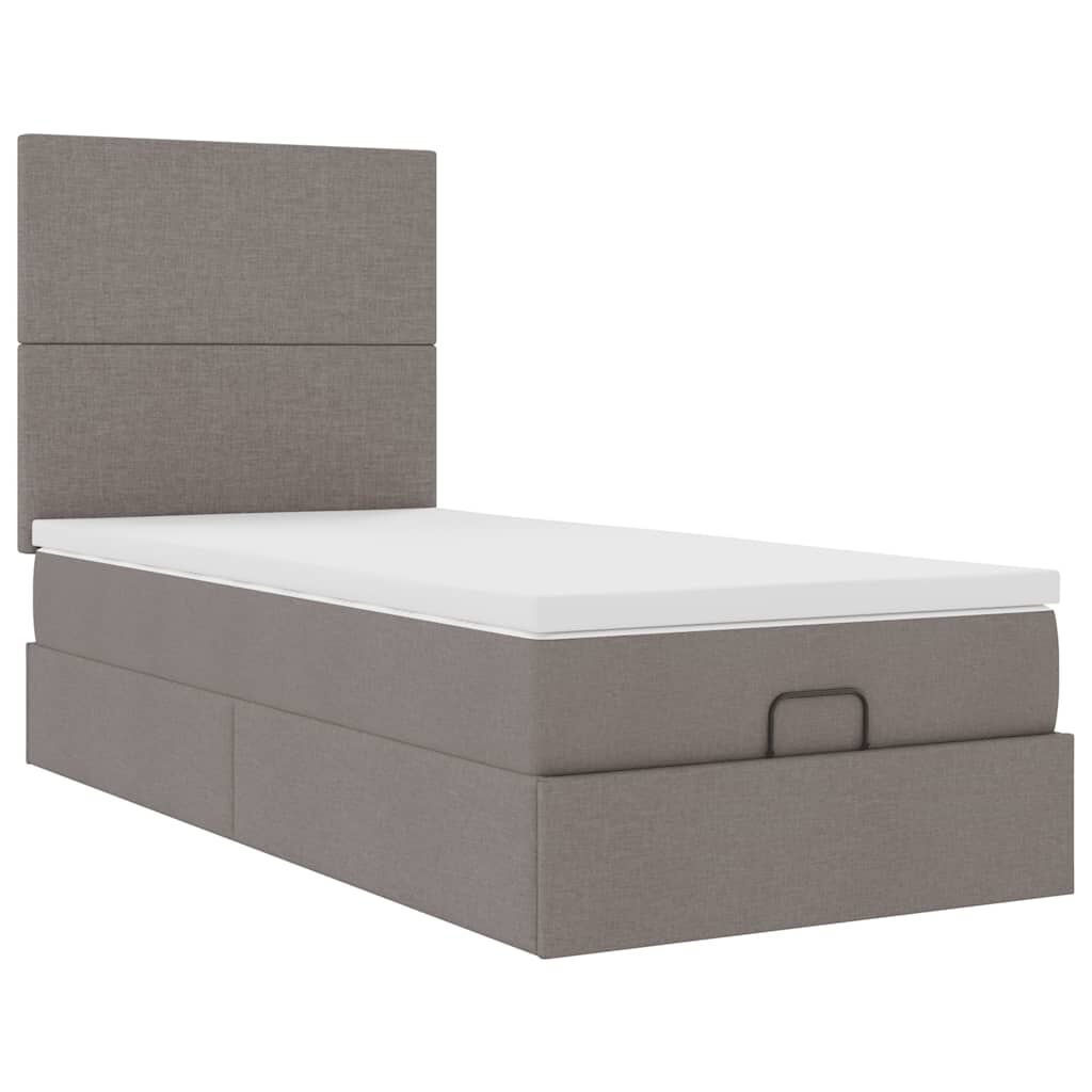 vidaXL Οθωμανικό κρεβάτι με στρώμα Taupe 100x200cm ύφασμα