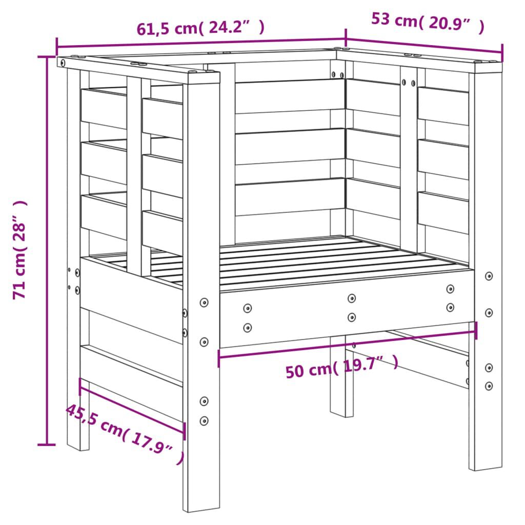 vidaXL Καρέκλες Κήπου 2 τεμ. Γκρι 61,5 x 53 x 71 εκ. Μασίφ Ξύλο Πεύκου