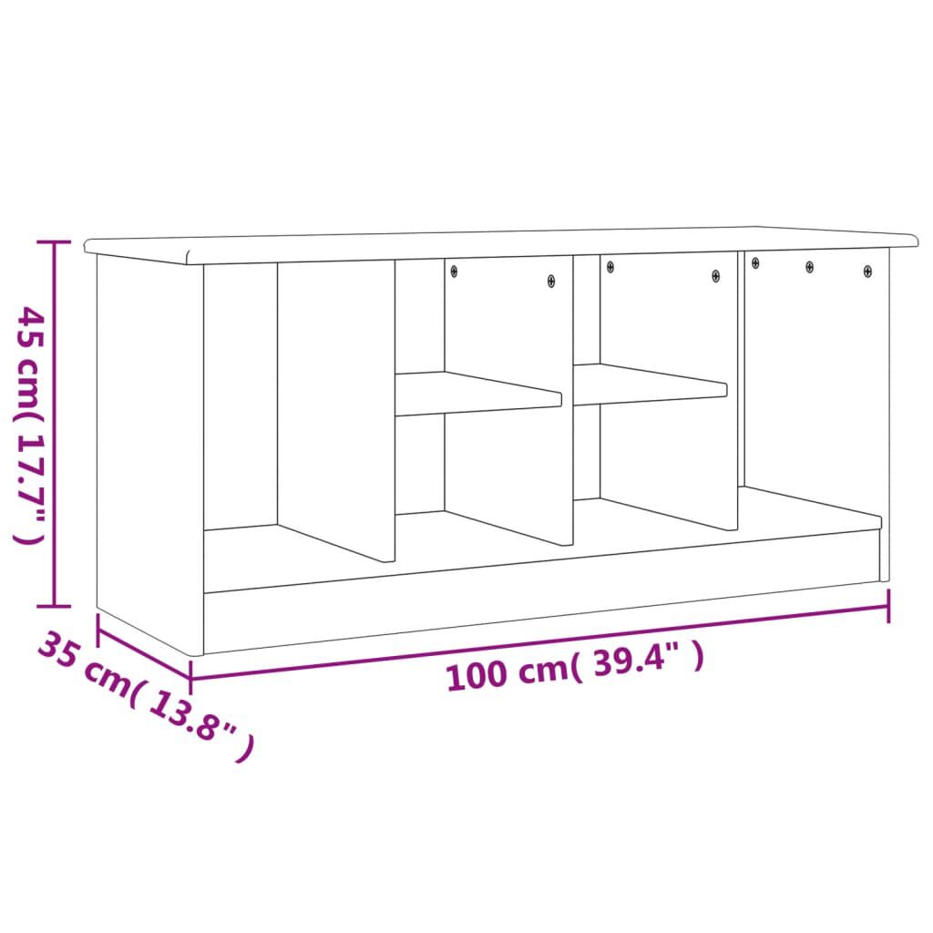 vidaXL Παπουτσοθήκη ALTA 100 x 35 x 45 εκ. από Μασίφ Ξύλο Πεύκου