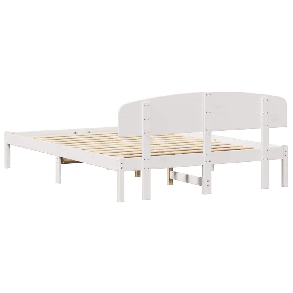 vidaXL Σκελετός Κρεβατιού Λευκό 140 x 200 cm Μασίφ ξύλο πεύκου