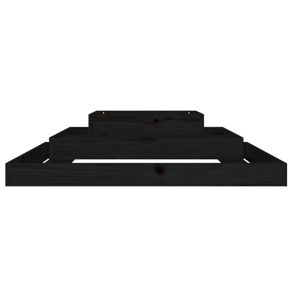 vidaXL Ζαρντινιέρα Μαύρη 110 x 110 x 27 εκ. από Μασίφ Ξύλο Πεύκου
