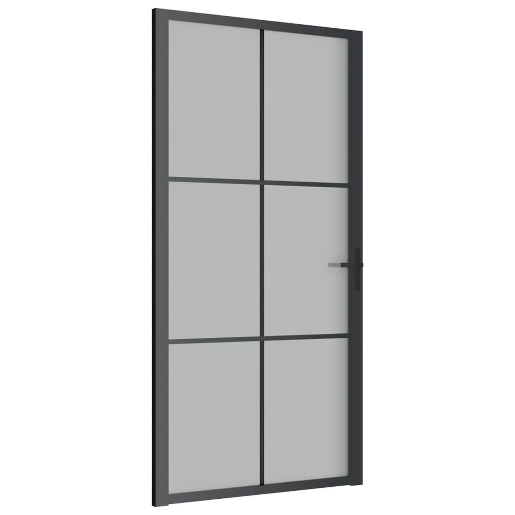 vidaXL Εσωτερική Πόρτα 102,5x201,5 εκ. Μαύρο Ματ Γυαλί και Αλουμίνιο