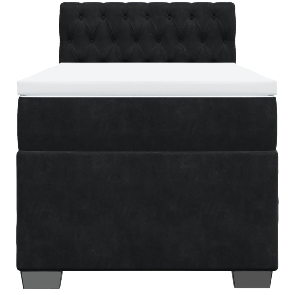 vidaXL Κρεβάτι Boxspring με Στρώμα Μαύρο 90x190 εκ. Βελούδινο