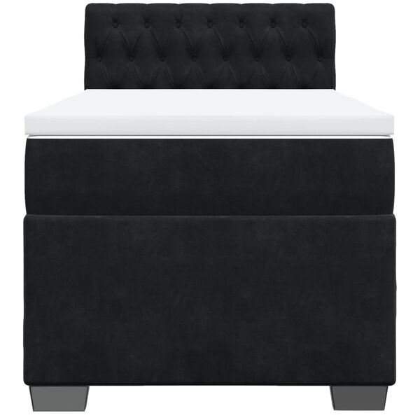 vidaXL Κρεβάτι Boxspring με Στρώμα Μαύρο 90x190 εκ. Βελούδινο