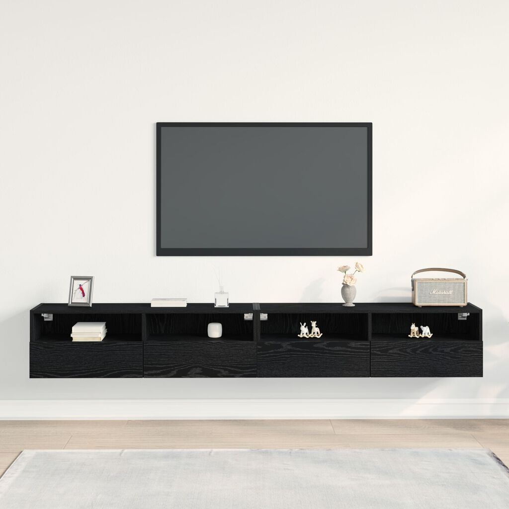 vidaXL Ντουλάπια Τηλεόρασης 2 τεμ Μαύρο Δρυς 100x30x30 cm Επεξεργασμένο Ξύλο