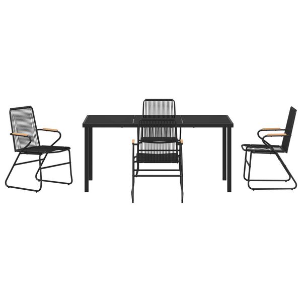 vidaXL Σέτ φαγητού για κήπο 5 pcs Μαύρο PVC ρατάν