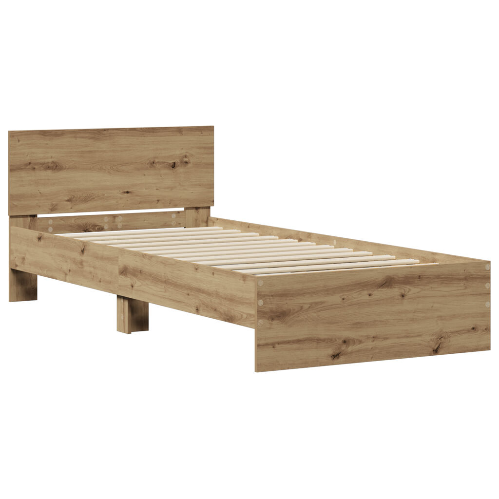 vidaXL Κρεβάτι από Τέχνη Δρυ 90x190 cm Επεξεργασμένο Ξύλο