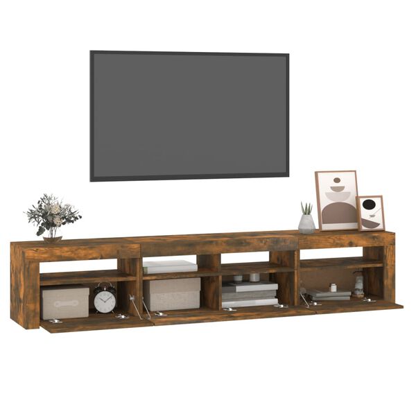 vidaXL Έπιπλο Τηλεόρασης με LED Καπνιστή Δρυς 210x35x40 εκ.