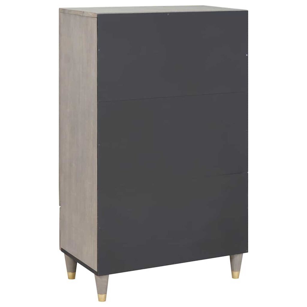 vidaXL Highboard Γκρι και Χρυσό 60 x 33.5 x 100 εκ. Μασίφ ξύλο μάνγκο