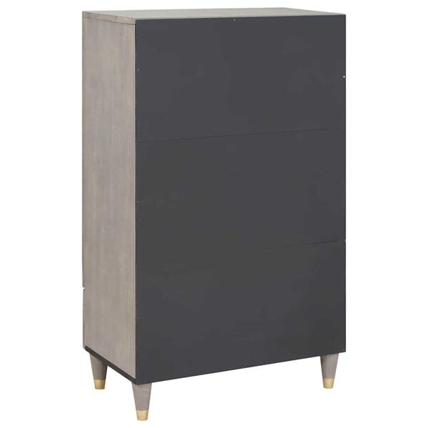 vidaXL Highboard Γκρι και Χρυσό 60 x 33.5 x 100 εκ. Μασίφ ξύλο μάνγκο