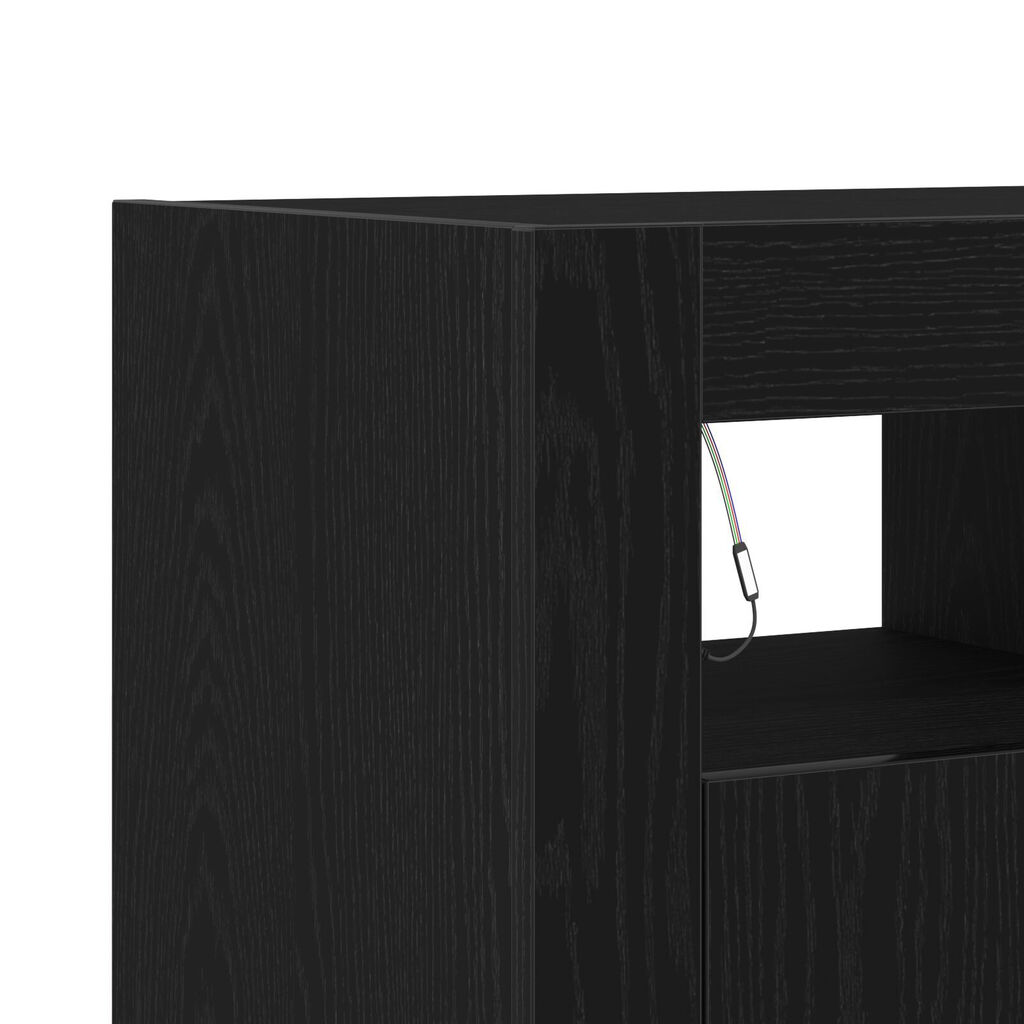 vidaXL Κονσόλα με LED Φώτα Μαύρο Δρυς 80x35x75 εκ από Ξύλο