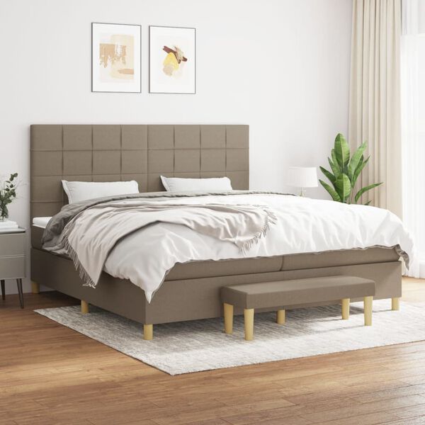 vidaXL &Kappa;&rho;&epsilon;&beta;ά&tau;&iota; Boxspring &mu;&epsilon; &Sigma;&tau;&rho;ώ&mu;&alpha; Taupe 200x200 &epsilon;&kappa;. &Upsilon;&phi;&alpha;&sigma;&mu;ά&tau;&iota;&nu;&omicron;