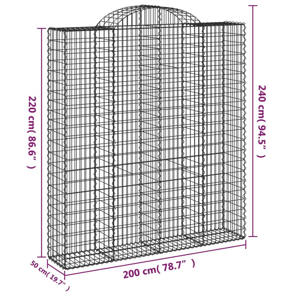 vidaXL Συρματοκιβώτια Τοξωτά 14 τεμ. 200x50x220/240 εκ. Γαλβαν. Ατσάλι