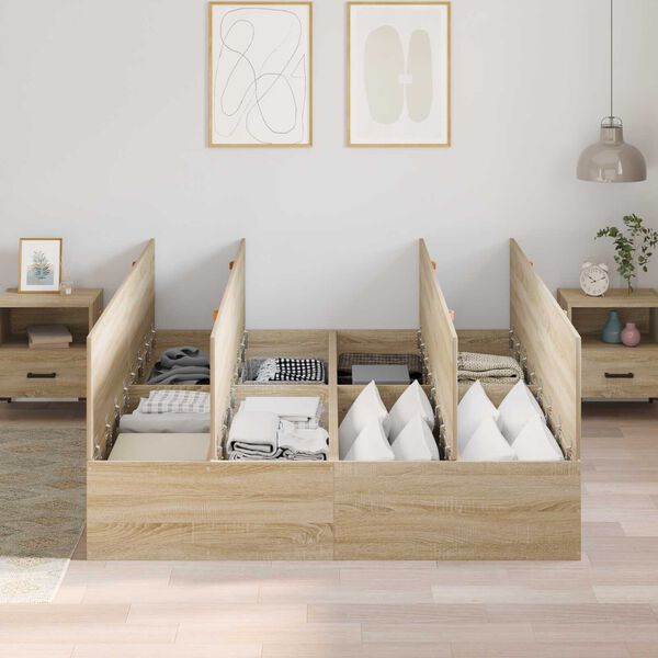 Κρεβάτι αποθήκευσης vidaXL Sonoma Oak 135x190 εκ