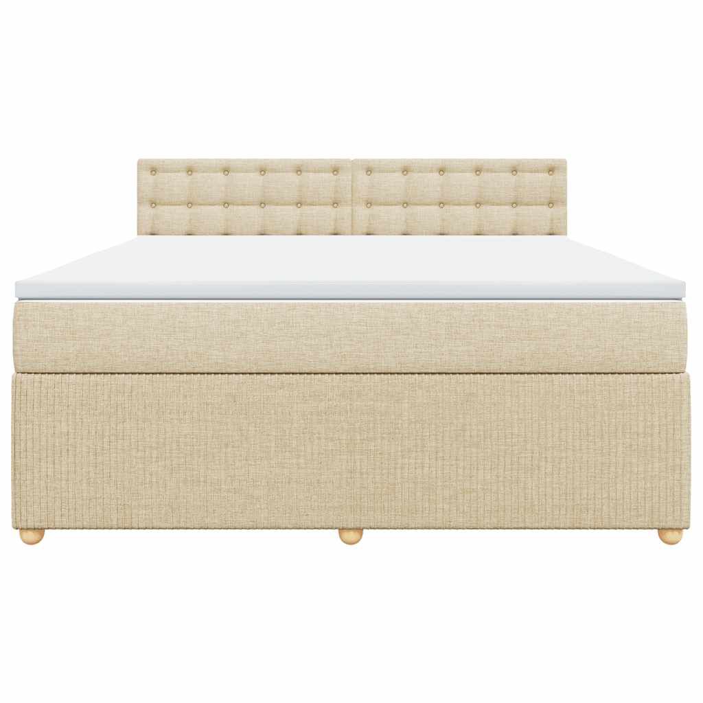 vidaXL Κρεβάτι Boxspring με Στρώμα Κρεμ 180x200 εκ. Υφασμάτινο