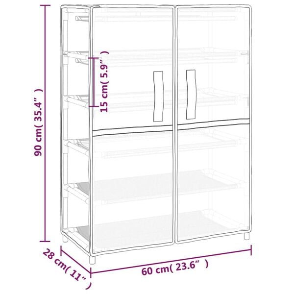 vidaXL Ντουλάπα Παπουτσιών Κρεμ 60 x 28 x 90 εκ. Υφασμάτινη