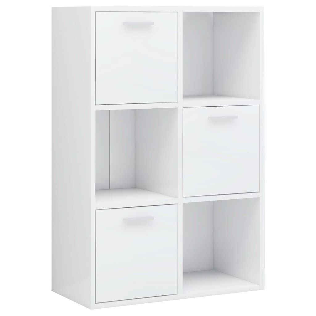 vidaXL Ραφιέρα με Ντουλάπια Γυαλιστ. Λευκό 60x29,5x90 εκ. Επεξ. Ξύλο