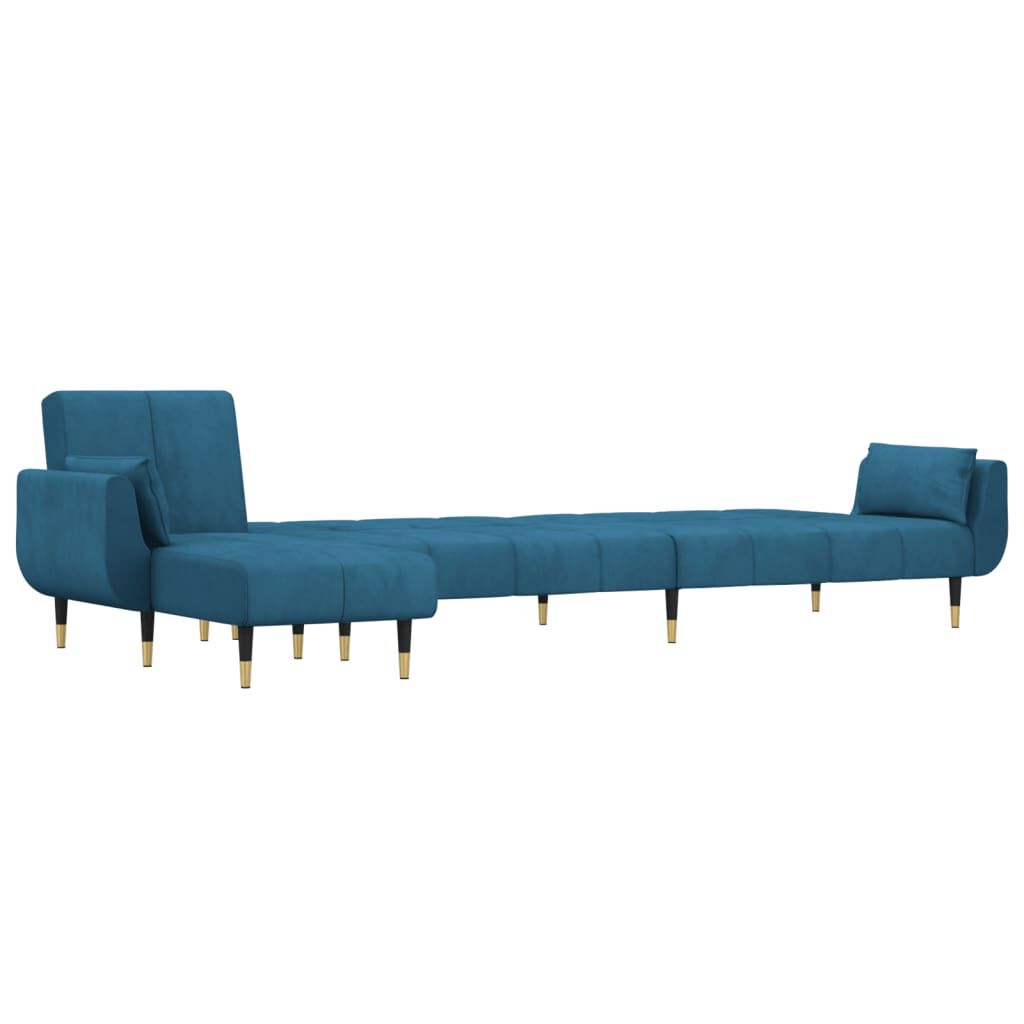 vidaXL Καναπές Κρεβάτι Γωνιακός Μπλε 275 x 140 x 70 εκ. Βελούδινος