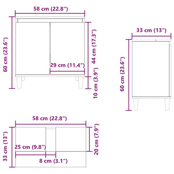 vidaXL Ντουλάπι νιπτήρα Μαύρη δρυς 58 x 33 x 60 εκ. Επεξεργασμένο ξύλο