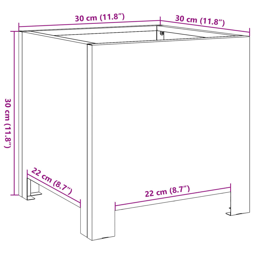 vidaXL Ζαρντινιέρες Κήπου 2 τεμ. Ανθρακί 30x30x30 εκ. από Ατσάλι