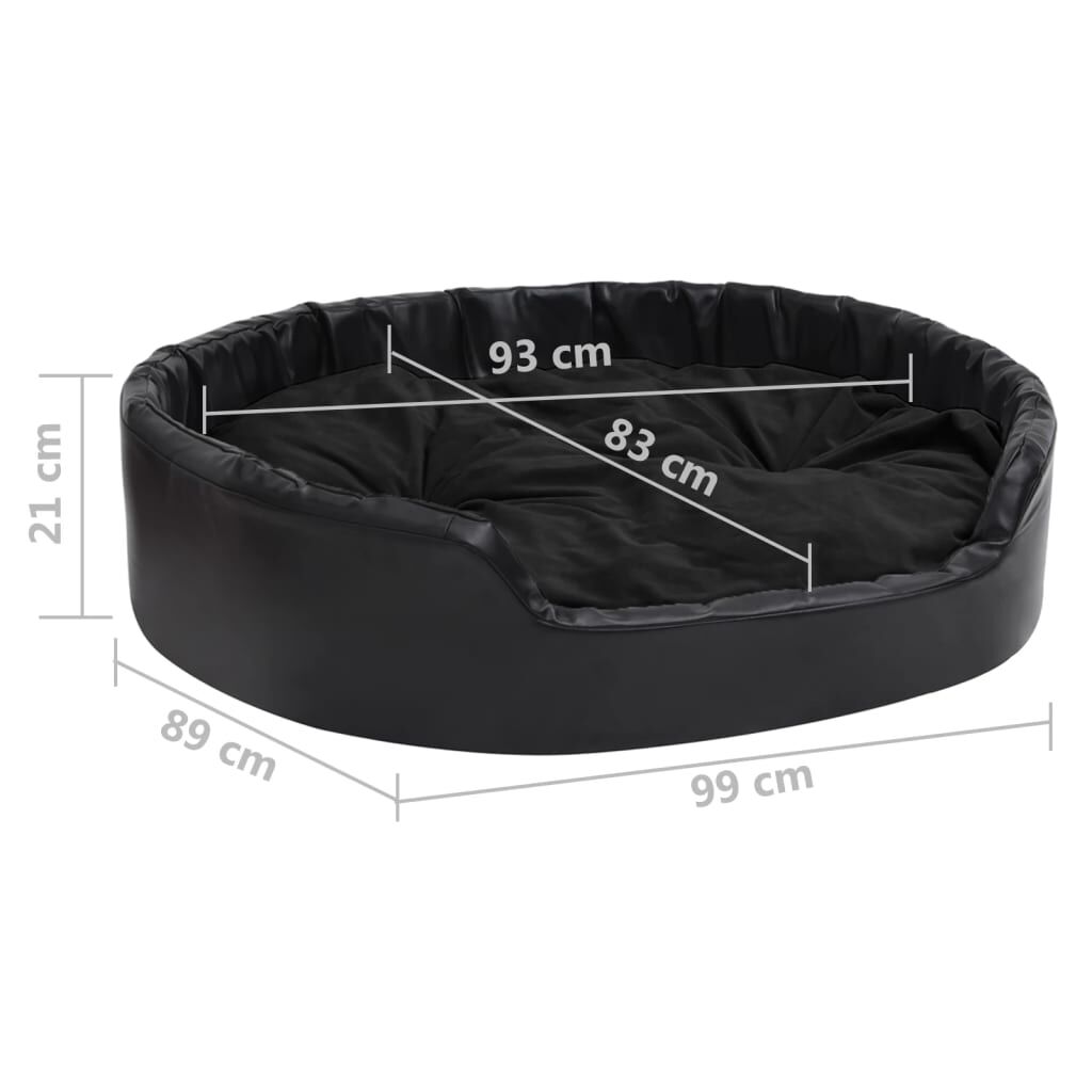vidaXL Κρεβάτι Σκύλου Μαύρο 99 x 89 x 21 εκ. Βελουτέ/Συνθετικό Δέρμα