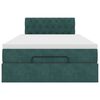 vidaXL Οθωμανικό κρεβάτι με στρώμα & LEDs Dark Green 120x200cm Velvet