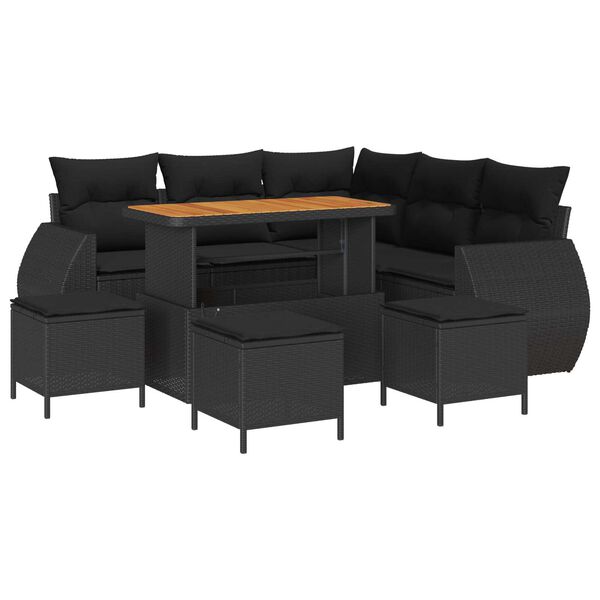 vidaXL Σετ Καναπέ Κήπου 9 pcs Μαύρο συνθετικό ρατάν