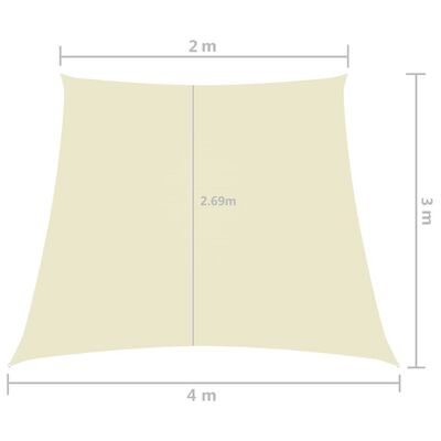 vidaXL Πανί Σκίασης Τρίγωνο Κρεμ 2/4 x 3 μ. από Ύφασμα Oxford
