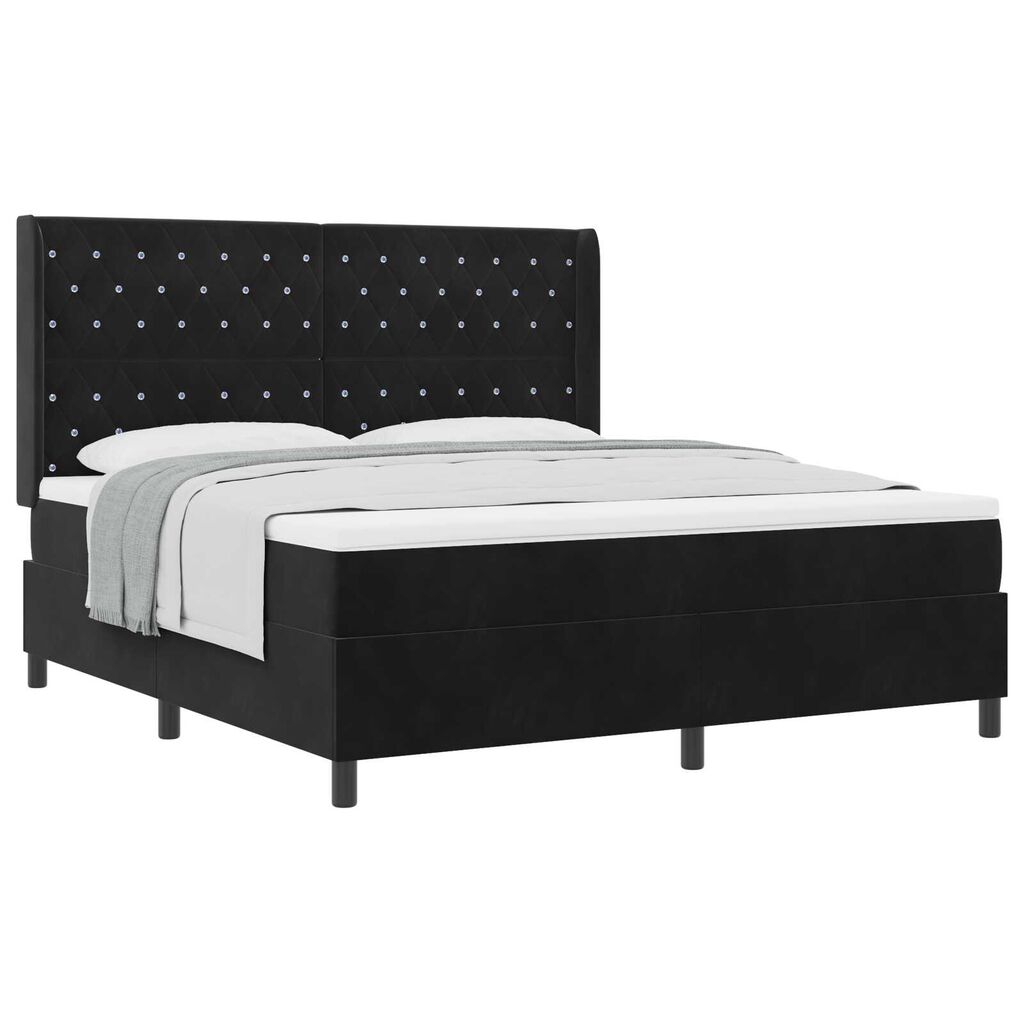 vidaXL Κρεβάτι Box Spring με Στρώμα Μαύρο 180x200 cm Βελούδο