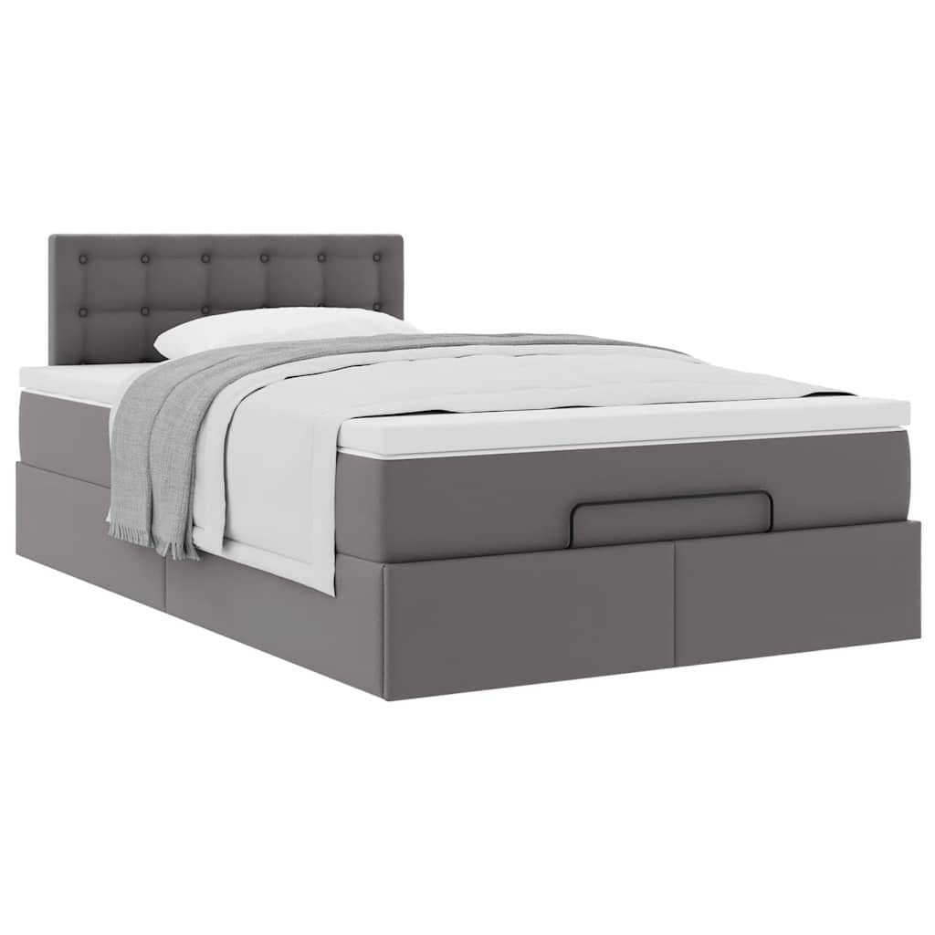 vidaXL Οθωμανικό κρεβάτι με στρώμα Γκρι 120x200cm Faux Leather