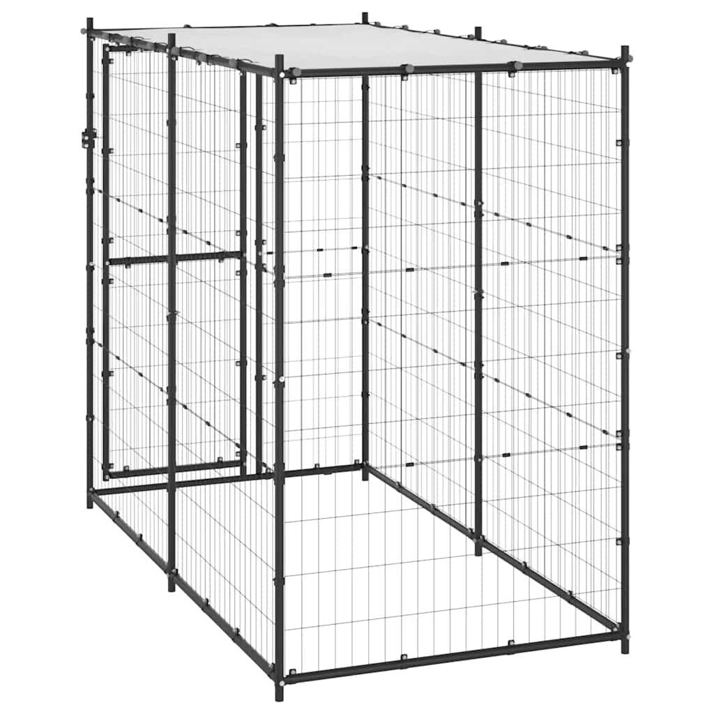 vidaXL Κλουβί Σκύλου Εξ. Χώρου Ατσάλι 110 x 220 x 180 εκ. με Στέγαστρο