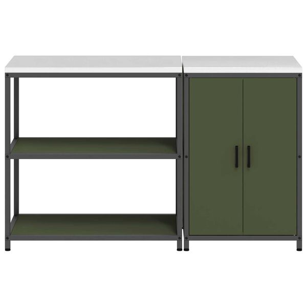 vidaXL Σετ Αποθήκευσης Κουζίνας 2 pcs Ελιά Πράσινη 150 x 50 x 92 εκ.