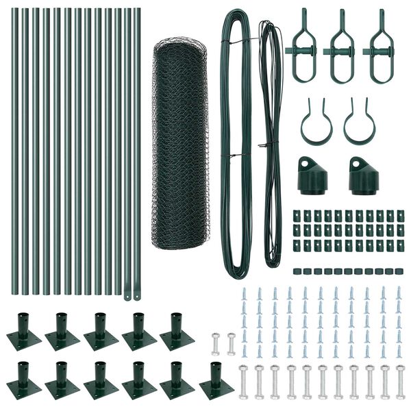 vidaXL Φράχτης με Στήλες. Πράσινο 0.4 x 25 μ Ατσάλι με επικάλυψη PVC