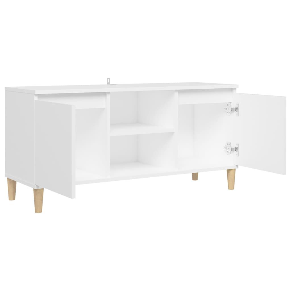 vidaXL Έπιπλο Τηλεόρασης Λευκό 103,5x30x50 εκ. με Μασίφ Ξύλινα Πόδια